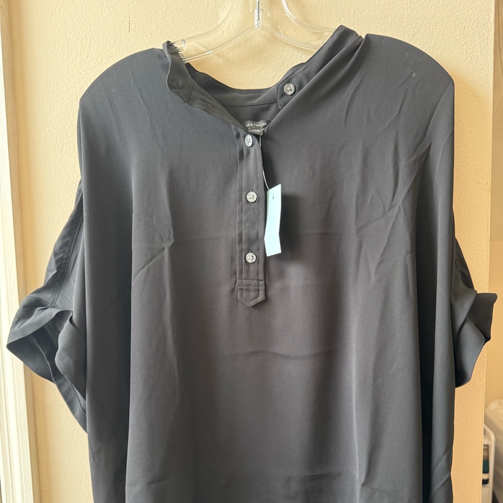 Ann Taylor Women’s Pop Over Casual Sheer Button Down Shirt